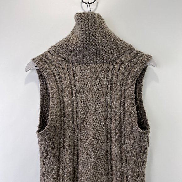 LRL Lauren Jeans Co Wool Blend Cable-Knit Grey Brown Sleeveless Women Dress Sz L - Picture 5 of 15